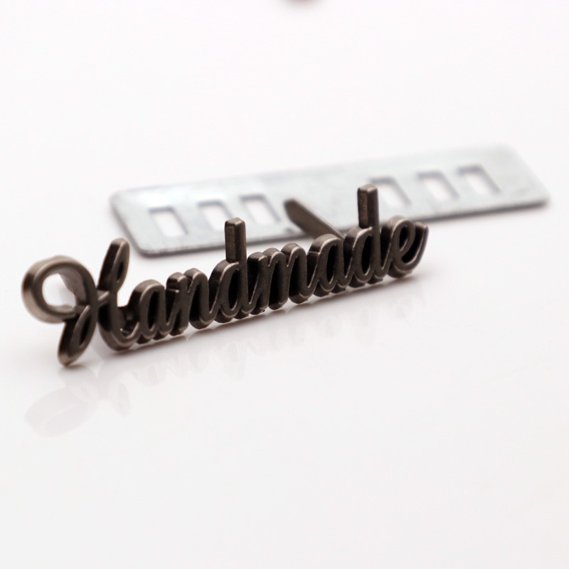 English letters metal tags custom made for clothing, electro-plated in ...