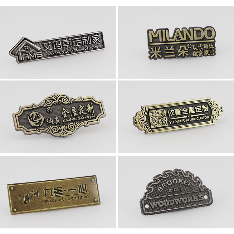 Custom metal badges for furniture with electroplated in bronze color ...